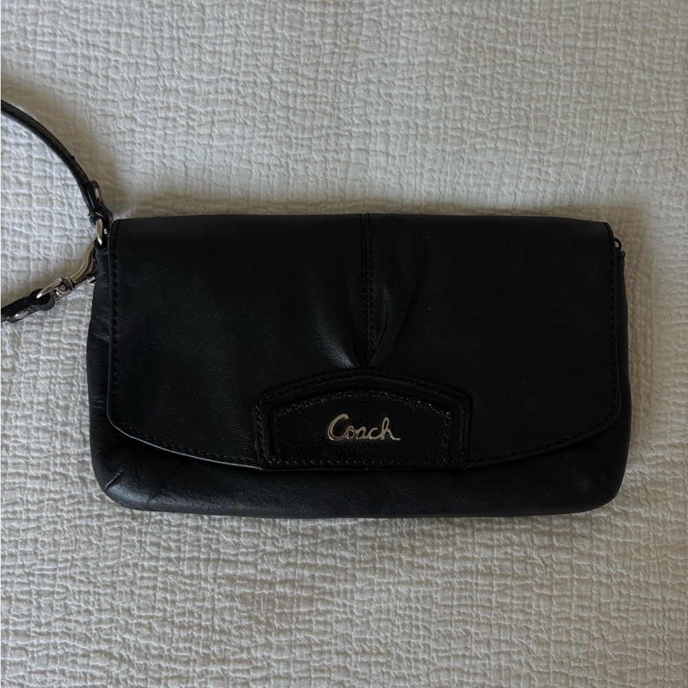 Coach Black Wristlet Clutch with Flap Closure